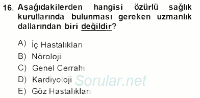 Tıbbi Dokümantasyon 2014 - 2015 Dönem Sonu Sınavı 16.Soru
