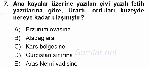 Eski Anadolu Tarihi 2015 - 2016 Dönem Sonu Sınavı 7.Soru