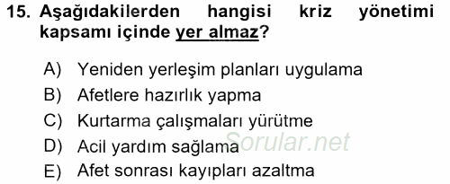Toplumsal Cinsiyet Çalışmaları 2015 - 2016 Ara Sınavı 15.Soru
