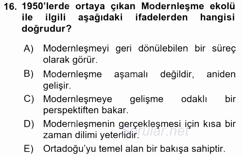 Toplumsal Cinsiyet Çalışmaları 2015 - 2016 Ara Sınavı 16.Soru