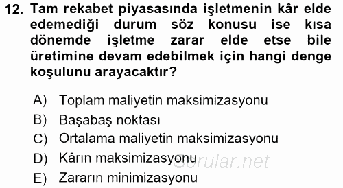 Lojistik İlkeleri 2016 - 2017 Ara Sınavı 12.Soru