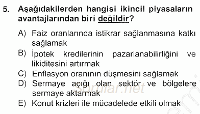 Emlak Finans ve Emlak Değerleme 2012 - 2013 Ara Sınavı 5.Soru