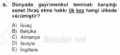 Emlak Finans ve Emlak Değerleme 2012 - 2013 Ara Sınavı 6.Soru