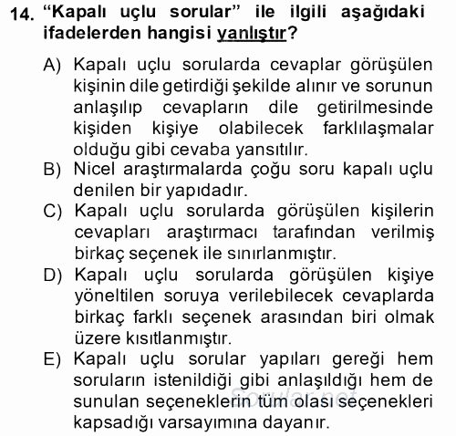 Uluslararası İlişkilerde Araştırma Yöntemleri 2014 - 2015 Dönem Sonu Sınavı 14.Soru