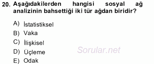 Uluslararası İlişkilerde Araştırma Yöntemleri 2014 - 2015 Dönem Sonu Sınavı 20.Soru