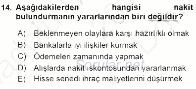 Spor Finansmanı 2015 - 2016 Dönem Sonu Sınavı 14.Soru