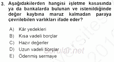 Spor Finansmanı 2015 - 2016 Dönem Sonu Sınavı 3.Soru