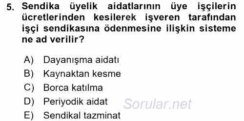 Toplu İş Hukuku 2016 - 2017 3 Ders Sınavı 5.Soru