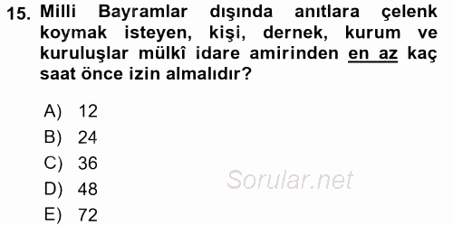 Sosyal Davranış ve Protokol 2015 - 2016 Dönem Sonu Sınavı 15.Soru