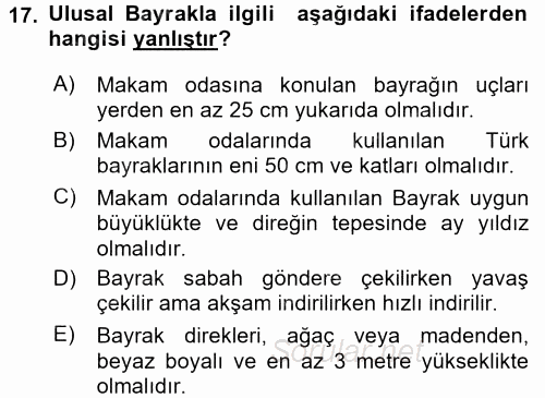 Sosyal Davranış ve Protokol 2015 - 2016 Dönem Sonu Sınavı 17.Soru