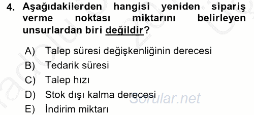 Uluslararası Lojistik 2016 - 2017 3 Ders Sınavı 4.Soru