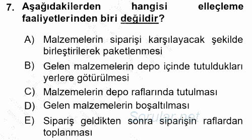 Uluslararası Lojistik 2016 - 2017 3 Ders Sınavı 7.Soru