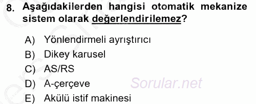 Uluslararası Lojistik 2016 - 2017 3 Ders Sınavı 8.Soru