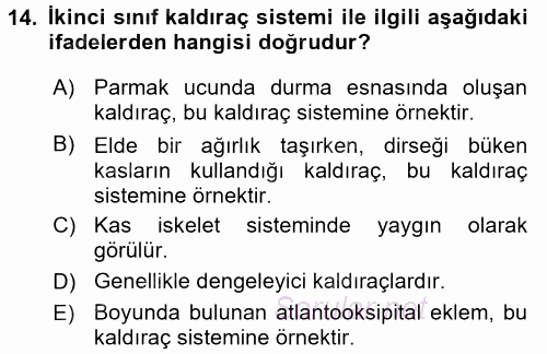 Temel Bakım ve Rehabilitasyon 1 2017 - 2018 Ara Sınavı 14.Soru