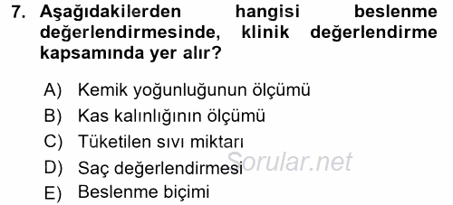 Temel Bakım ve Rehabilitasyon 1 2017 - 2018 Ara Sınavı 7.Soru