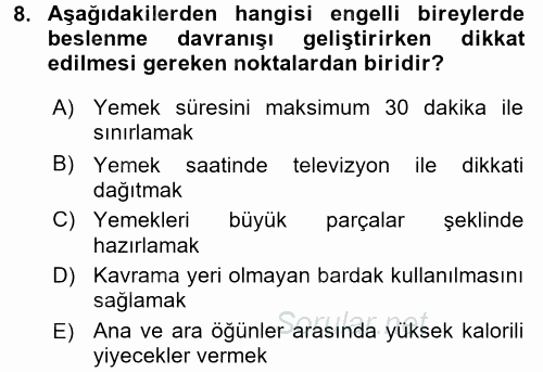 Temel Bakım ve Rehabilitasyon 1 2017 - 2018 Ara Sınavı 8.Soru