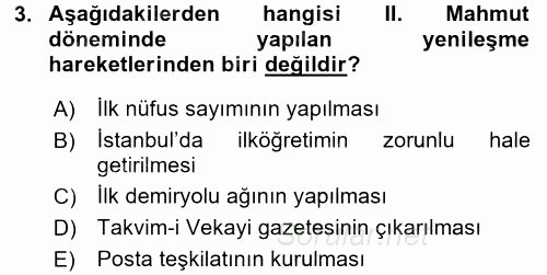 Atatürk İlkeleri Ve İnkılap Tarihi 1 2016 - 2017 Ara Sınavı 3.Soru