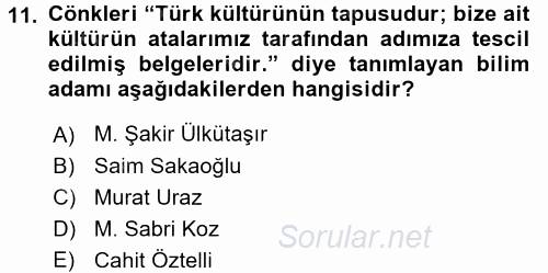 Türk Halk Şiiri 2016 - 2017 Dönem Sonu Sınavı 11.Soru