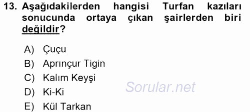 Türk Halk Şiiri 2016 - 2017 Dönem Sonu Sınavı 13.Soru