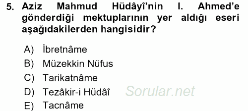 Türk Halk Şiiri 2016 - 2017 Dönem Sonu Sınavı 5.Soru