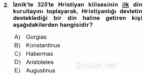 İslam Kurumları ve Medeniyeti 2017 - 2018 Dönem Sonu Sınavı 2.Soru