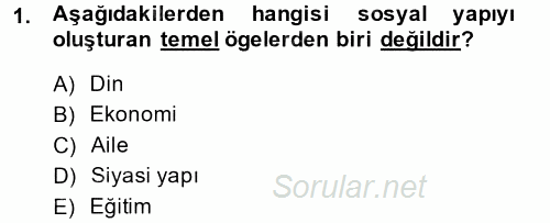 Anne Baba Eğitimi 2014 - 2015 Ara Sınavı 1.Soru