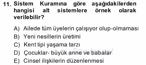 Anne Baba Eğitimi 2014 - 2015 Ara Sınavı 11.Soru