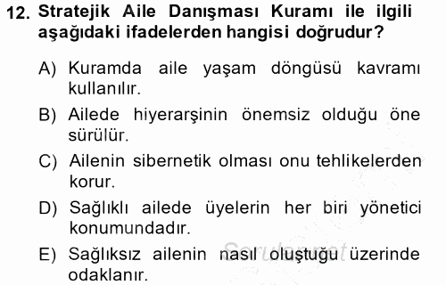 Anne Baba Eğitimi 2014 - 2015 Ara Sınavı 12.Soru