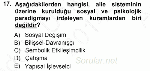 Anne Baba Eğitimi 2014 - 2015 Ara Sınavı 17.Soru