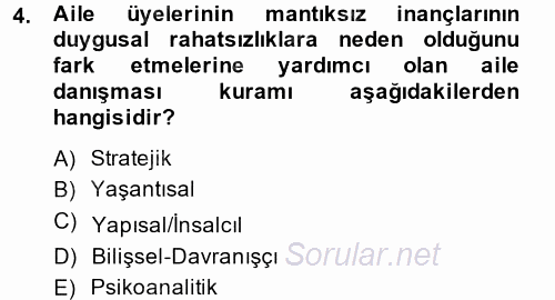 Anne Baba Eğitimi 2014 - 2015 Ara Sınavı 4.Soru
