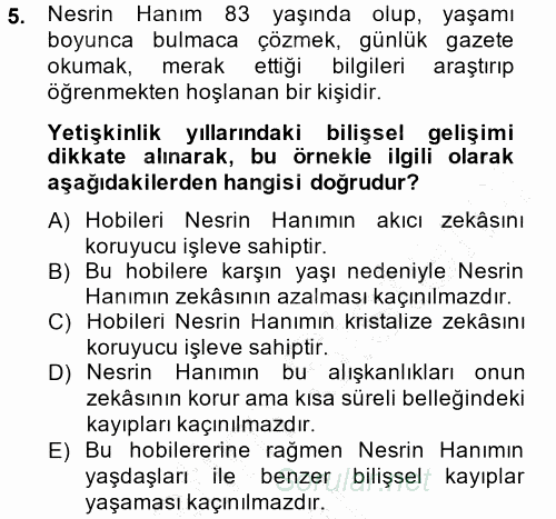 Anne Baba Eğitimi 2014 - 2015 Ara Sınavı 5.Soru