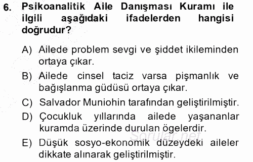 Anne Baba Eğitimi 2014 - 2015 Ara Sınavı 6.Soru
