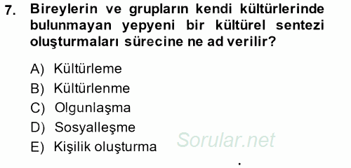 Anne Baba Eğitimi 2014 - 2015 Ara Sınavı 7.Soru