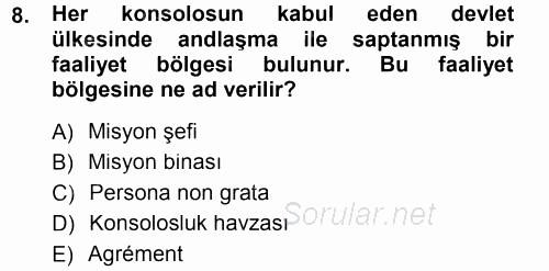 Uluslararası Hukuk 1 2012 - 2013 Dönem Sonu Sınavı 8.Soru