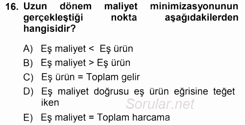 Mikro İktisat 2014 - 2015 Ara Sınavı 16.Soru