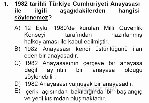 Sağlık Kurumları Mevzuatı 2012 - 2013 Dönem Sonu Sınavı 1.Soru