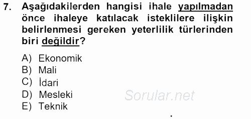 Sağlık Kurumları Mevzuatı 2012 - 2013 Dönem Sonu Sınavı 7.Soru