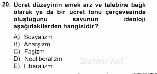 Sendikacılık 2012 - 2013 Ara Sınavı 20.Soru