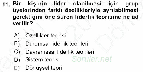 İşletme Yönetimi 2015 - 2016 Dönem Sonu Sınavı 11.Soru
