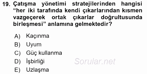 İşletme Yönetimi 2015 - 2016 Dönem Sonu Sınavı 19.Soru