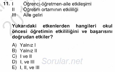 Okulöncesinde Materyal Geliştirme 2012 - 2013 Ara Sınavı 11.Soru