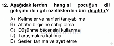 Okulöncesinde Materyal Geliştirme 2012 - 2013 Ara Sınavı 12.Soru