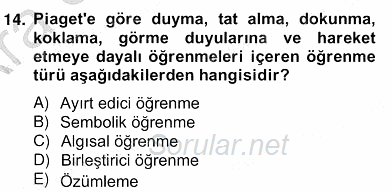Okulöncesinde Materyal Geliştirme 2012 - 2013 Ara Sınavı 14.Soru