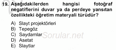 Okulöncesinde Materyal Geliştirme 2012 - 2013 Ara Sınavı 19.Soru