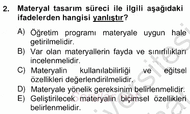 Okulöncesinde Materyal Geliştirme 2012 - 2013 Ara Sınavı 2.Soru