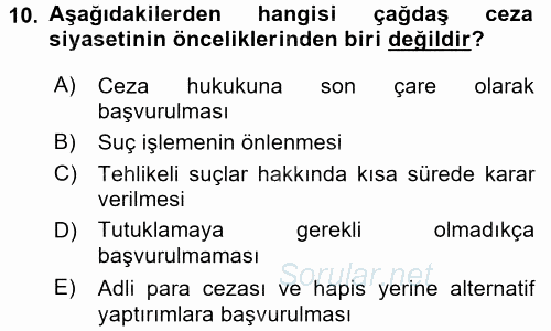 Sosyal Hizmet Mevzuatı 2017 - 2018 3 Ders Sınavı 10.Soru