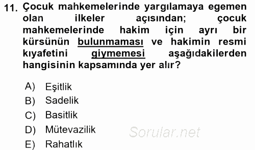 Sosyal Hizmet Mevzuatı 2017 - 2018 3 Ders Sınavı 11.Soru