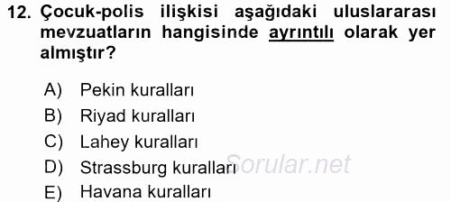 Sosyal Hizmet Mevzuatı 2017 - 2018 3 Ders Sınavı 12.Soru