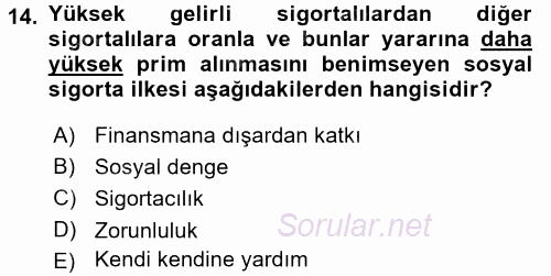 Sosyal Hizmet Mevzuatı 2017 - 2018 3 Ders Sınavı 14.Soru
