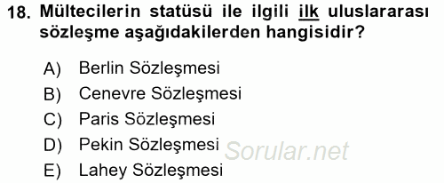 Sosyal Hizmet Mevzuatı 2017 - 2018 3 Ders Sınavı 18.Soru